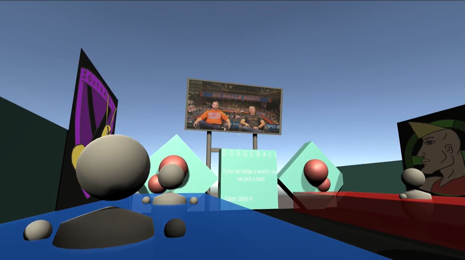 Picture of a multiplayer game we made called 'Dodgeball'
